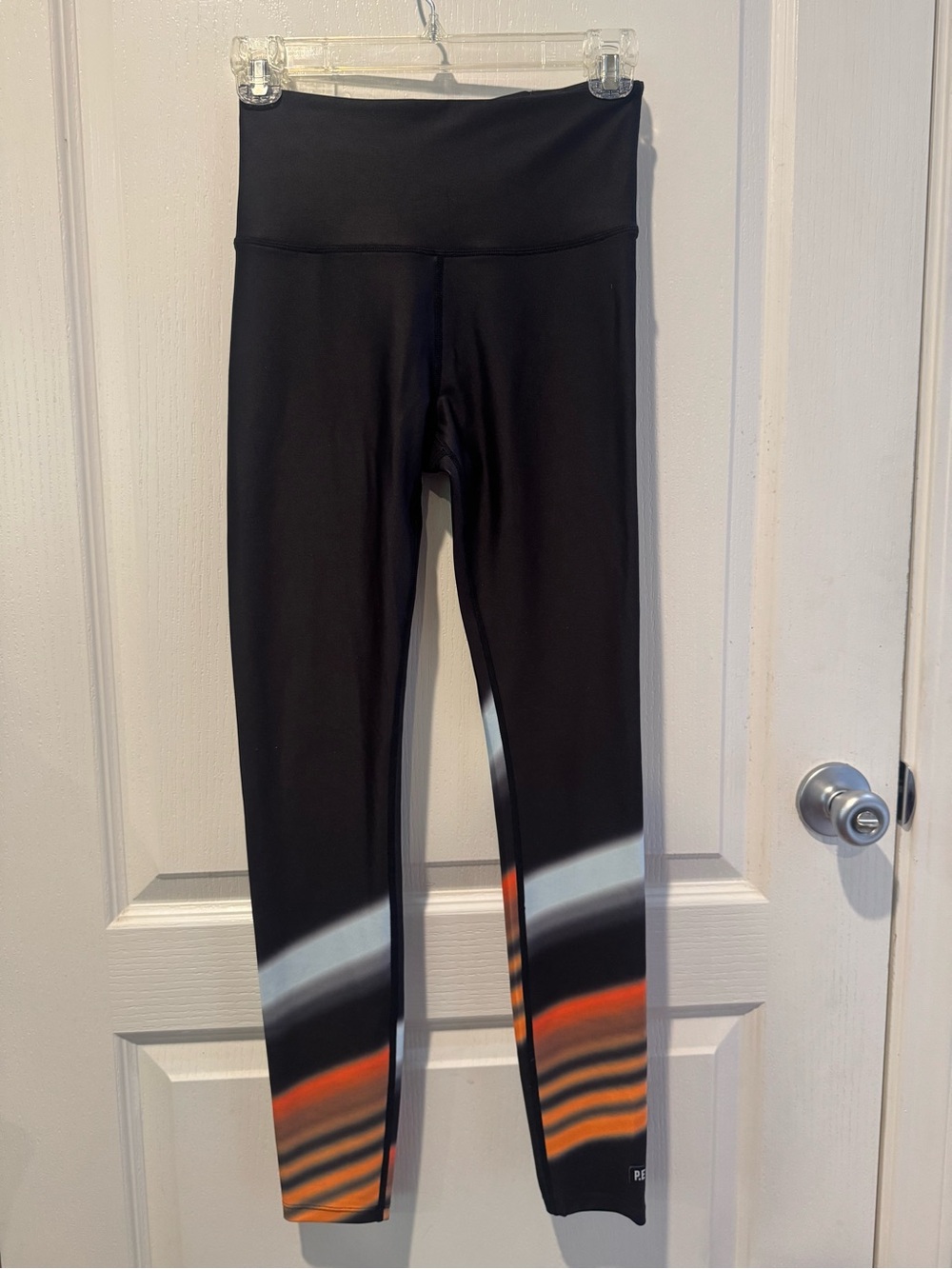 P.E NATION Black Athletic Leggings with White Interior Detail